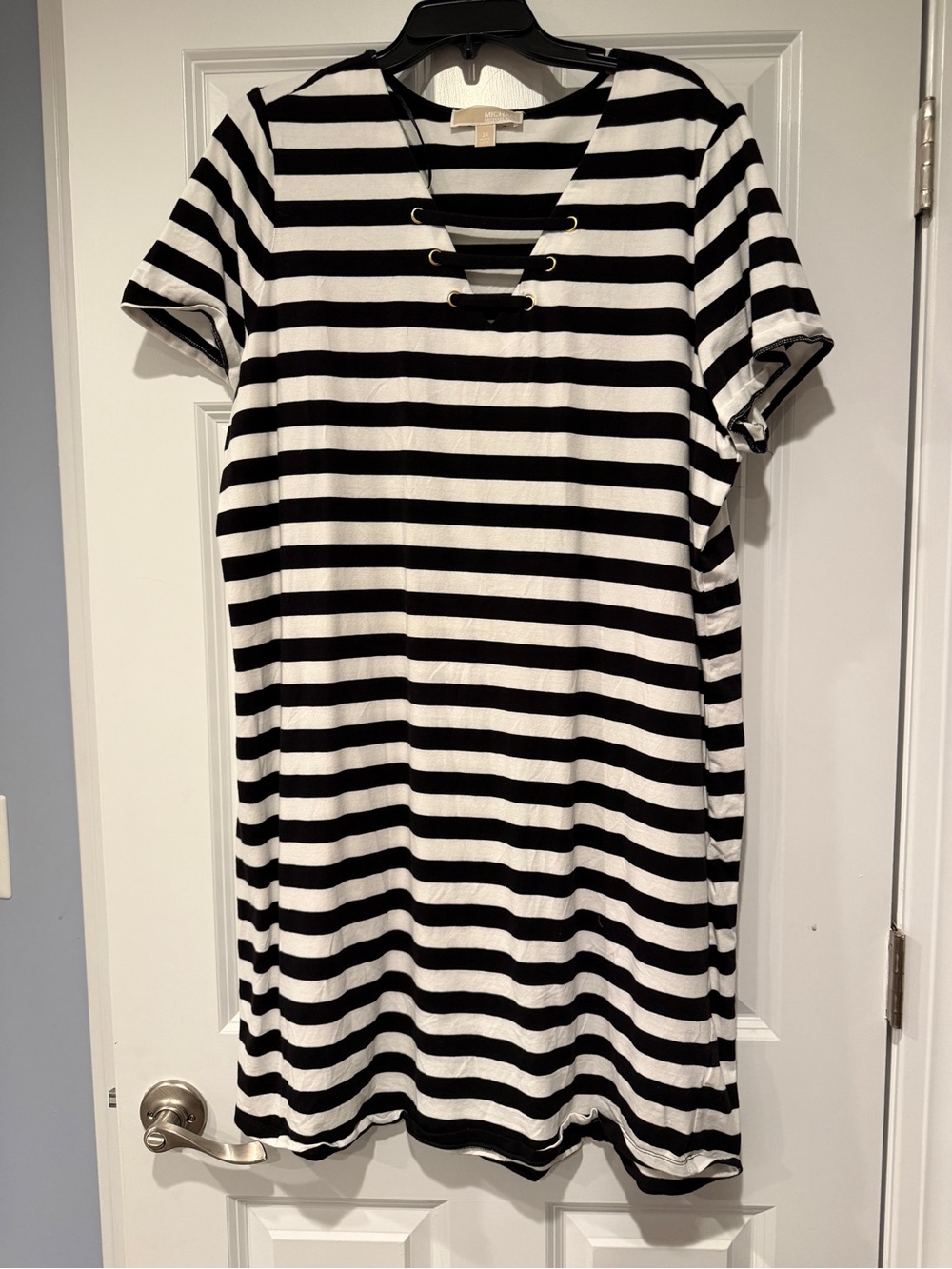 Michael Kors Lace-Up V-Neck Women's Dress - Black/White